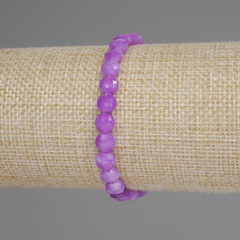 Bracelet Lavender Amethyst Beaded Coin 6mm Ø, 18cm length, Elastic