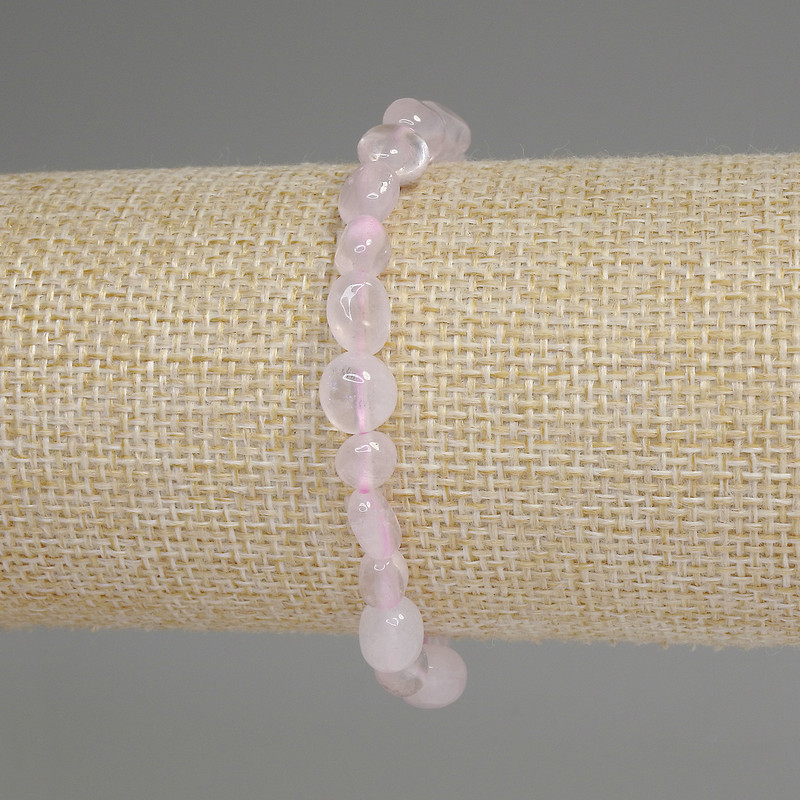 Bracelet Pink Quartz Faceted Beads, diameter 5-8x6mm, length 18 cm, stretch