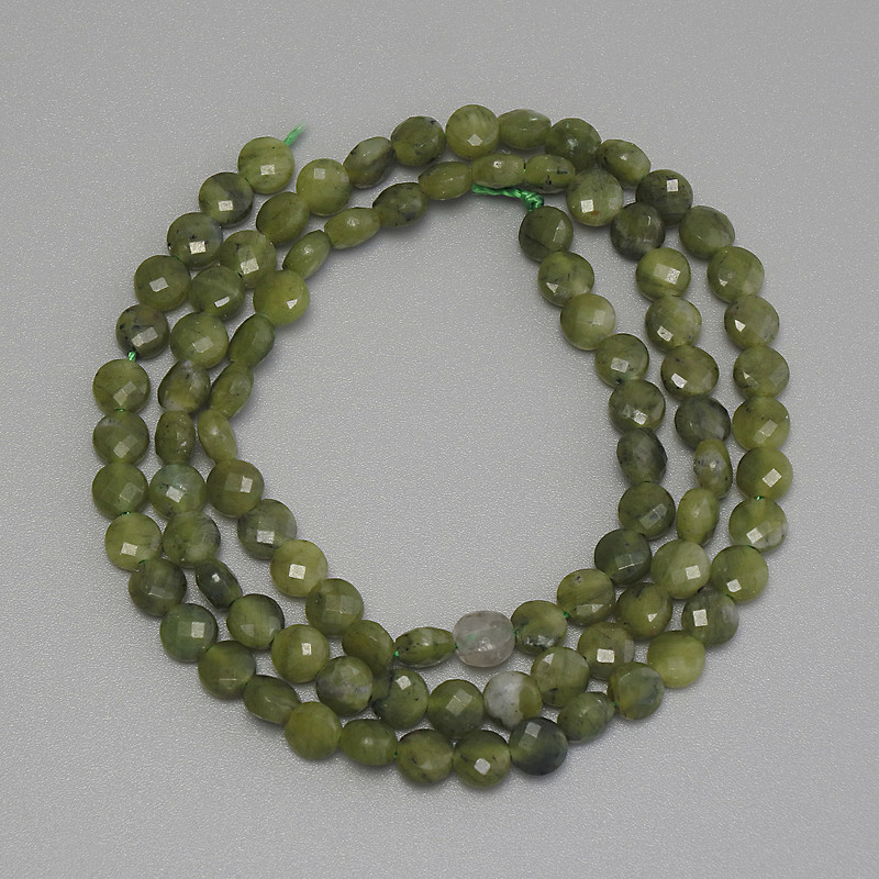 Jadeite Beads Grenulated Coin-shaped, 4mm diameter, 39cm long on thread