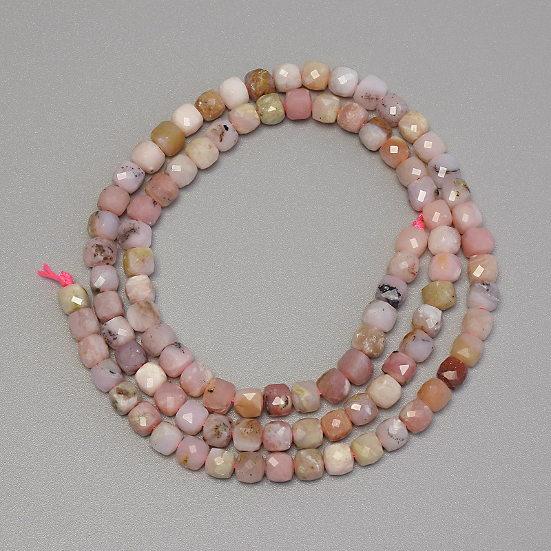 Opal Beads Granulated Cube, 4x4mm diameter, 39cm+/- length on thread