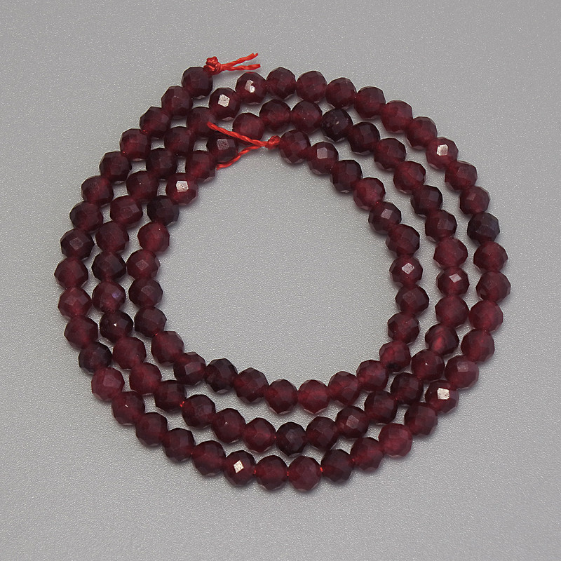 Tourmaline Beads, faceted round 4mm diameter, total length 38cm, on thread