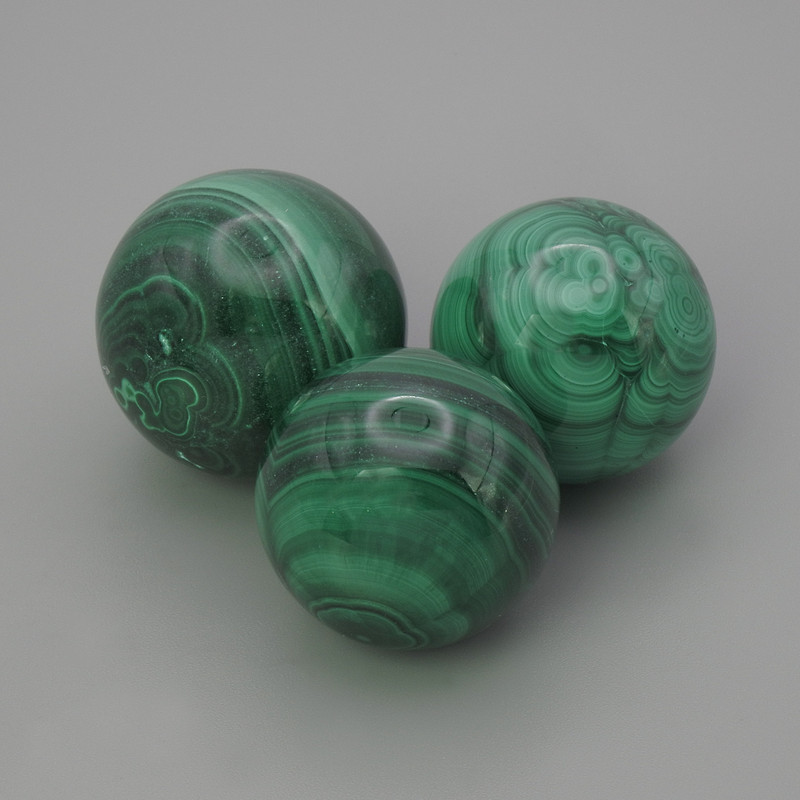 Sculptural Malachite Stone Sphere, 20mm diameter