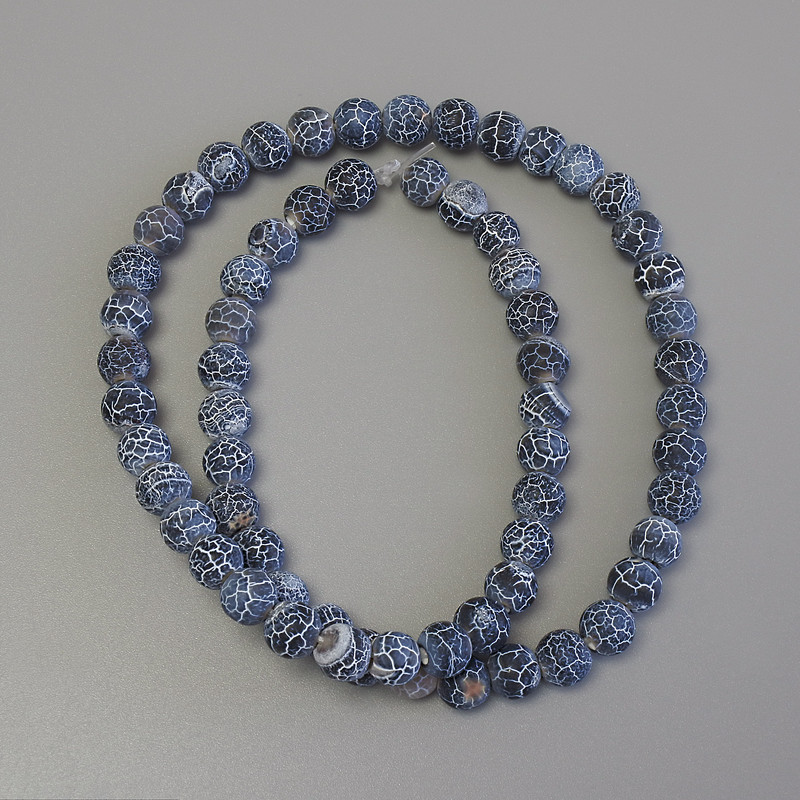Moraine Agate Beads on String Smooth Sphere, diameter 6mm+-, length 35cm+