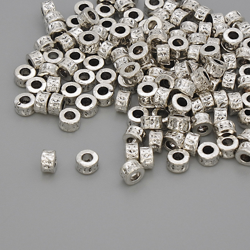 Bead Insert Findings, Silver Color Metal, 4x2.5 mm diameter, 2 mm hole, packaging 20 g (~128 pcs)