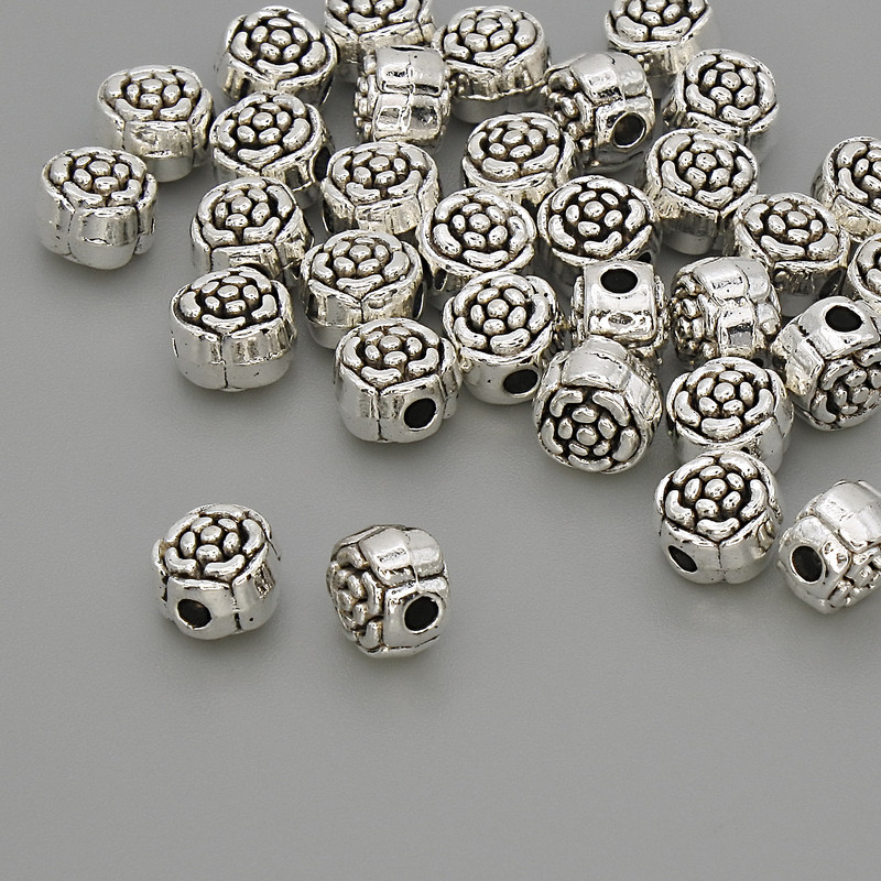 Bead stud earring finding color of metal silver, diameter 6×5mm± hole diameter ~1.8mm± packaged 20g (~32 pcs)