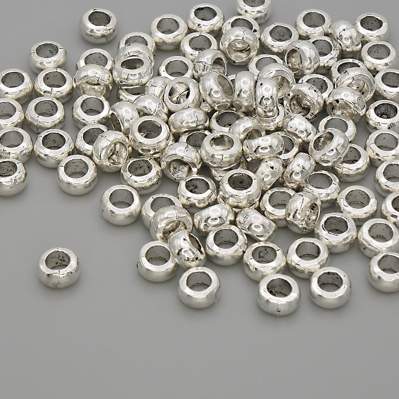 Bead Inlay Findings, Metal Color Silver, Diameter 5×2.5 mm ± hole ~2.8 mm, packaging 20 g (~101 pcs)