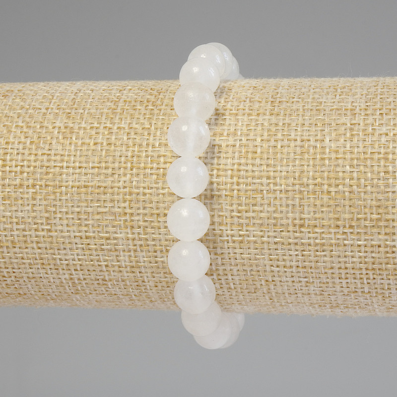 Bracelet Mountain Crystal Smooth Bead, 8mm diameter ±, 18cm length ± stretchy