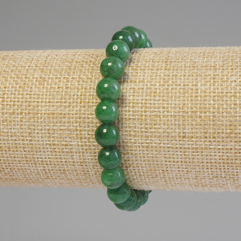 Chrysoprase Bracelet Smooth Bead, 8mm diameter, 18cm length, stretch