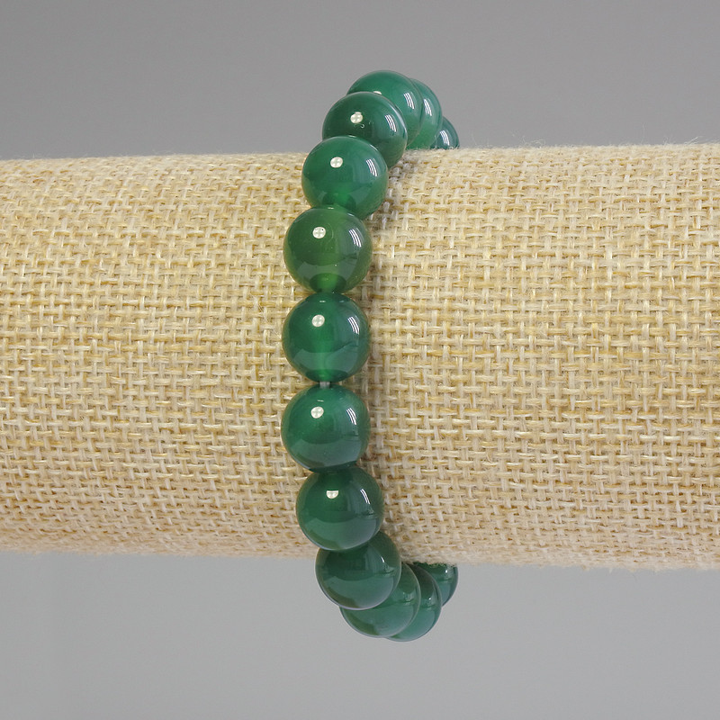 Chrysoprase Bracelet Smooth Beads, 10mm diameter, 18 cm length, stretch