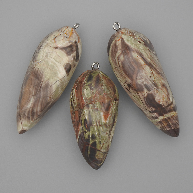 Pendant of Natural Jasper Picasso 56x22mm (+-)