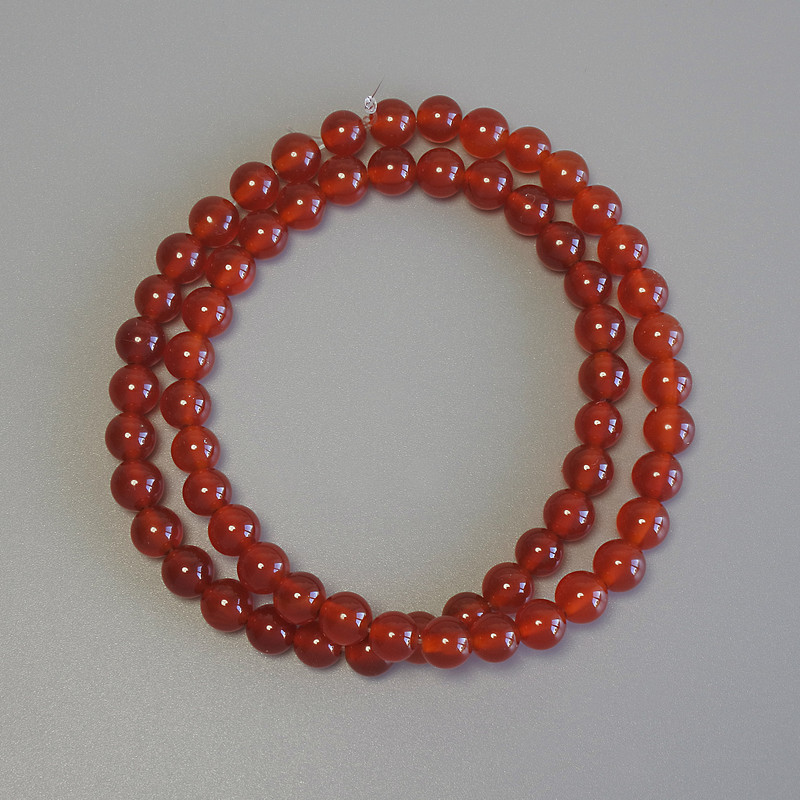 Carnelian Beads Smooth Round 6mm on Thread, 37cm+