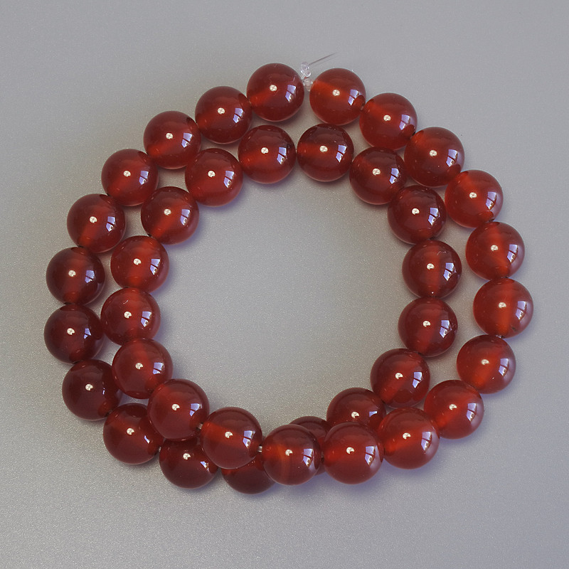 Carnelian Beads Smooth Round 10mm± on String, Length 37in+