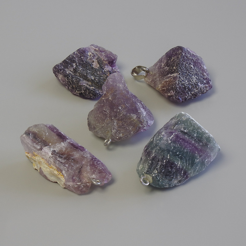 Pendant Fluorite natural stone unprocessed, from, diameter 37-50x18-33mm+- assorted sizes