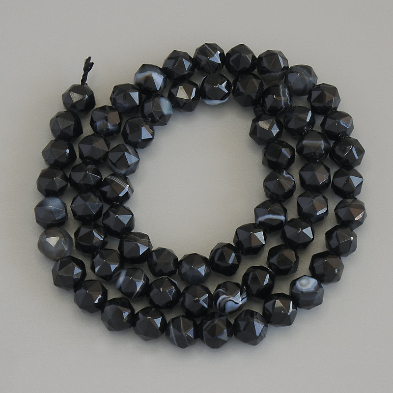 Agate Beads Multisided, 6mm± diameter on a thread, 36cm+ length
