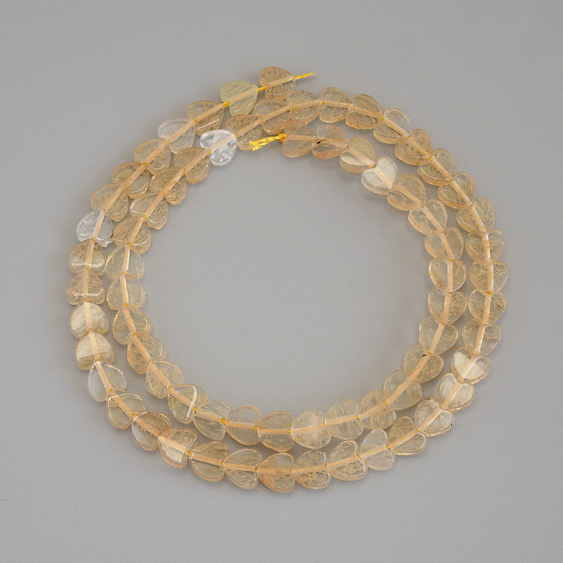 Citrine Heart Beads, 6×6×2 mm±, on string, length 39 in