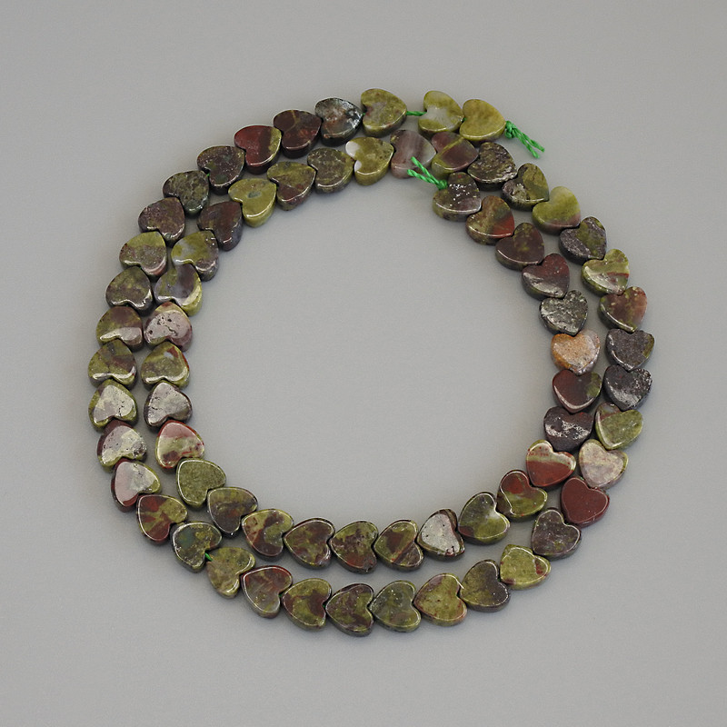 Dragon Blood Jasper Heart Beads 6mm 6x6x2mm ± on string, 37cm+ length