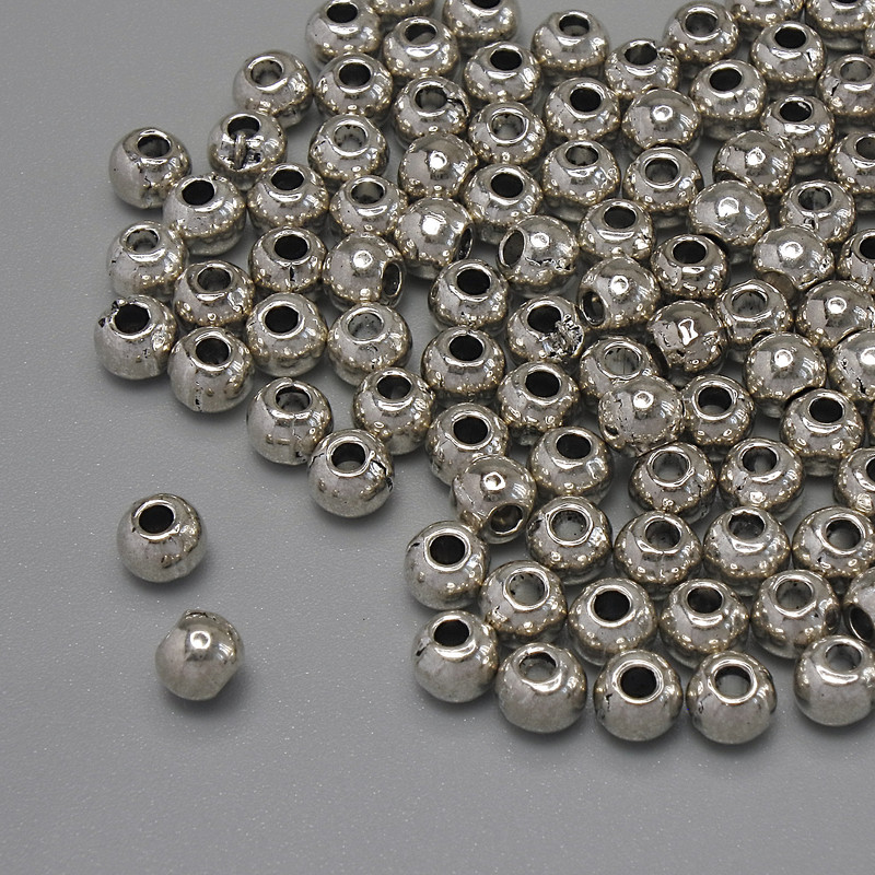 Bead Insertion Jewelry Component Color: Silver, Hole 1.6 mm, Bead Size 4×3.5 mm, packaging 20 g (~108 pcs)