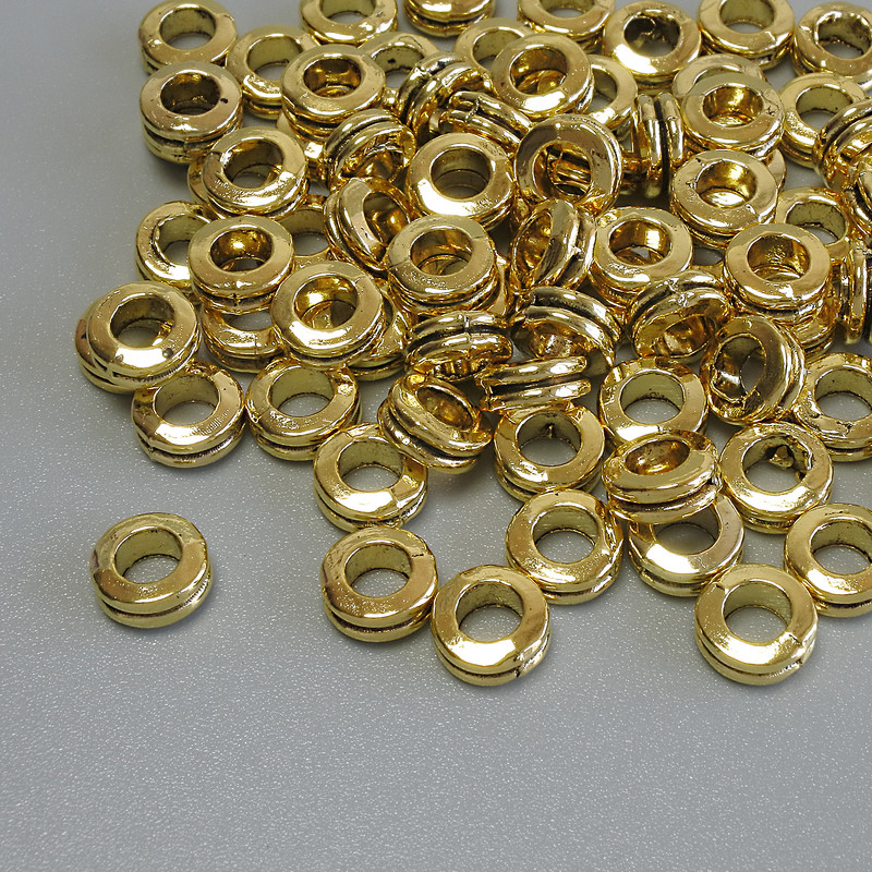 Bead Inlay Fitting, Gold Color, 6×2.5 mm with 3.2 mm Hole, 20 g packaging (~77 pcs)