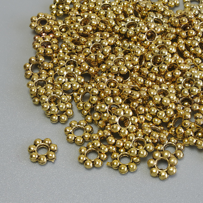 Bead Insert Jewelry End with Gold Color Metal, 6×1.5 mm diameter, hole 2.2 mm, pack 20 g (~144 pcs)