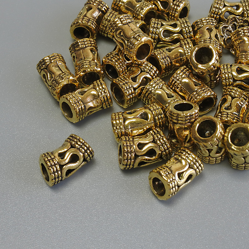 Gold Bead Inlay Findings, bead insert, metal color gold, diameter 9×5 mm ± hole, diameter 3.5 mm ± packaging 20 g (~29 pcs)