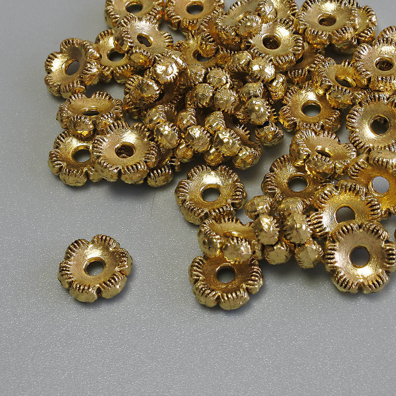 Bead Inlay Findings in Gold Color, 7×3 mm ± hole 1.9 mm ± packaging 20 g (~44 pcs)