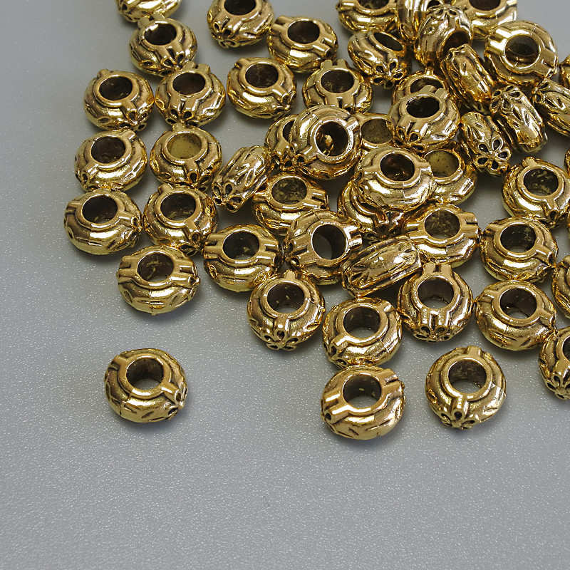 Bead Inlay Findings, metal color Gold, diameter 6x3mm± hole, diameter 3mm± packaging 20g (~56 pcs)