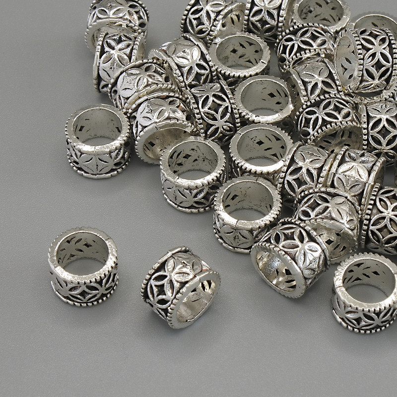 Bead finding bead inlay color metal silver, diameter 8x5mm± hole, diameter 6mm± packaging 20g (~36 pcs)
