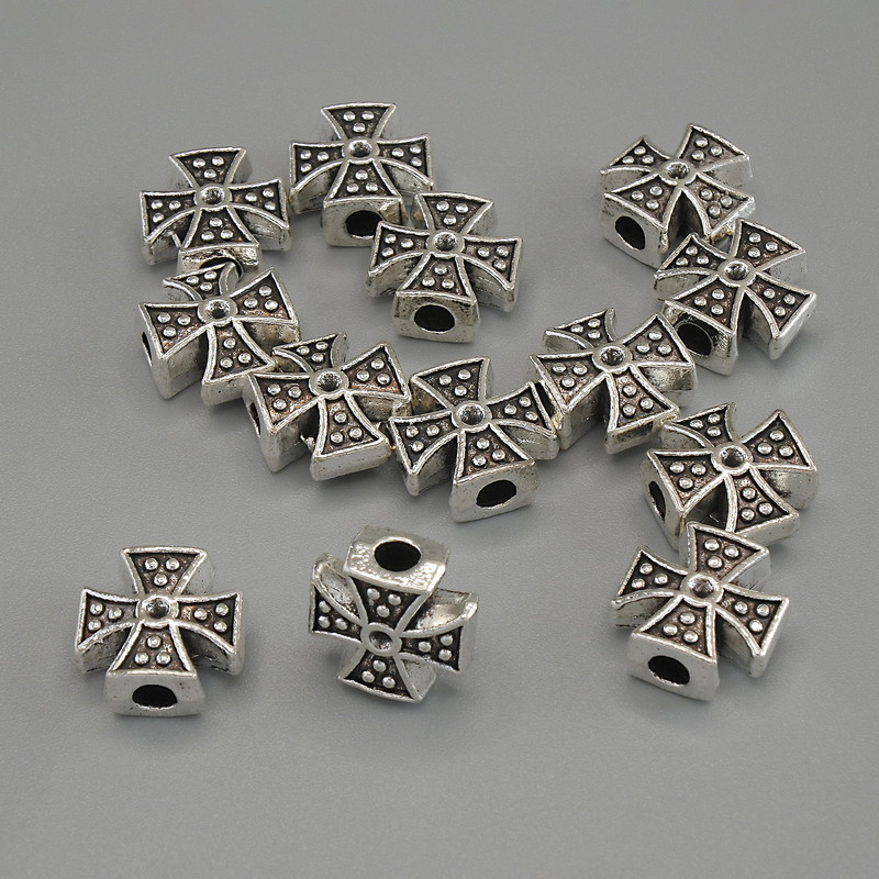 Bead finding, cross-shaped insert, metal color: silver, diameter 11×11×5 mm ± hole diameter 3 mm ± packaging 20 g (~13 pcs)