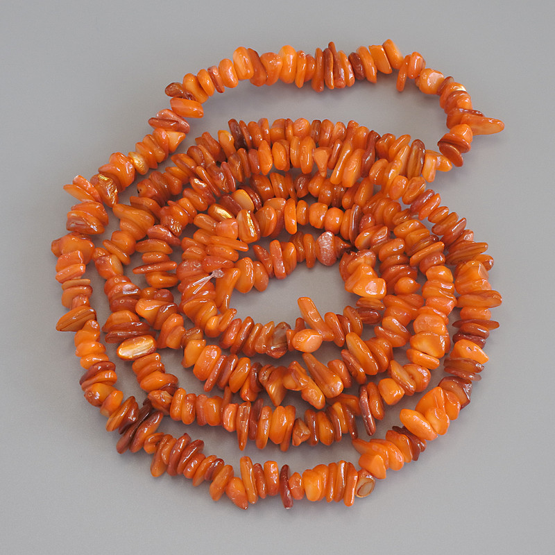 Mother-of-Pearl Beads (chip), diameter 7-9×2-4 mm, 80 cm length on thread