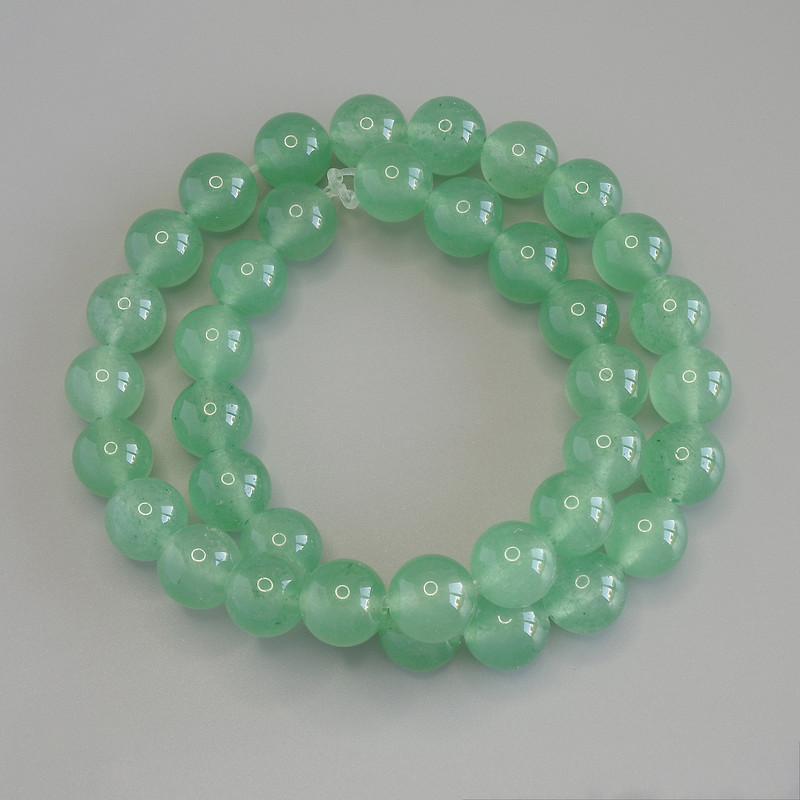 Jade Beads Smooth Round 10mm Diameter, 38in Length on Beading Thread