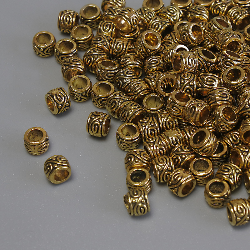 Bead Insert Fittings, metal color gold, diameter 4x3mm± hole, diameter 2.5mm± packaged 20g (~155 pcs)