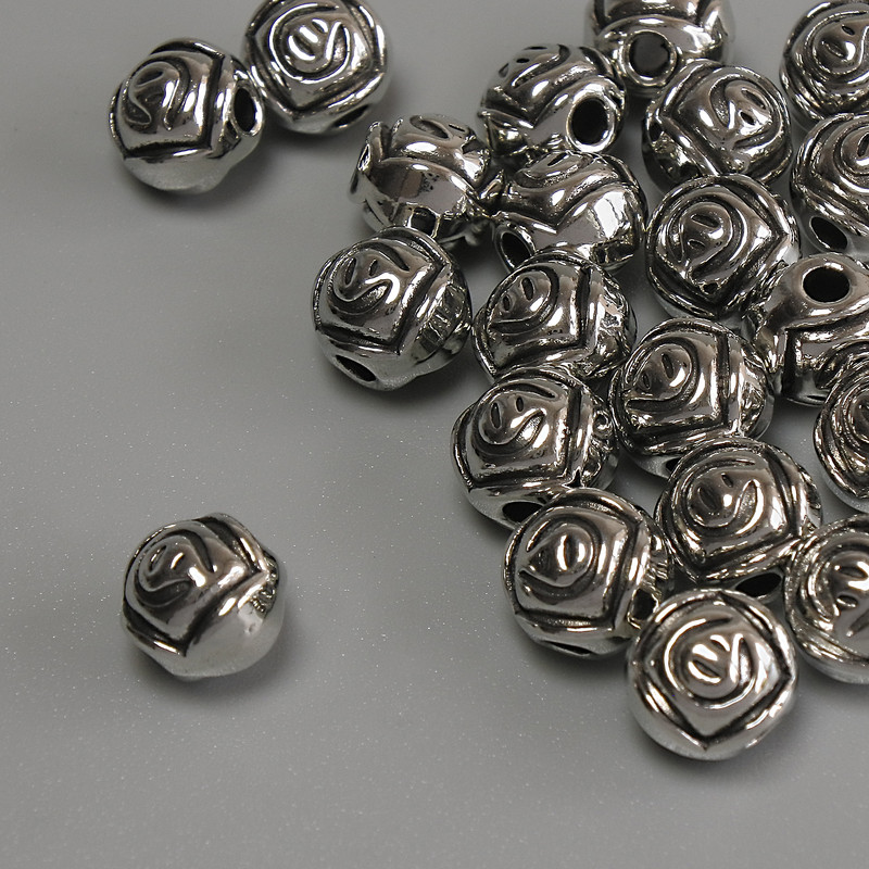 Pendant bead insert Flower color: silver, diameter 7mm± hole diameter 2mm± packaging 20g (~ 21 pcs)