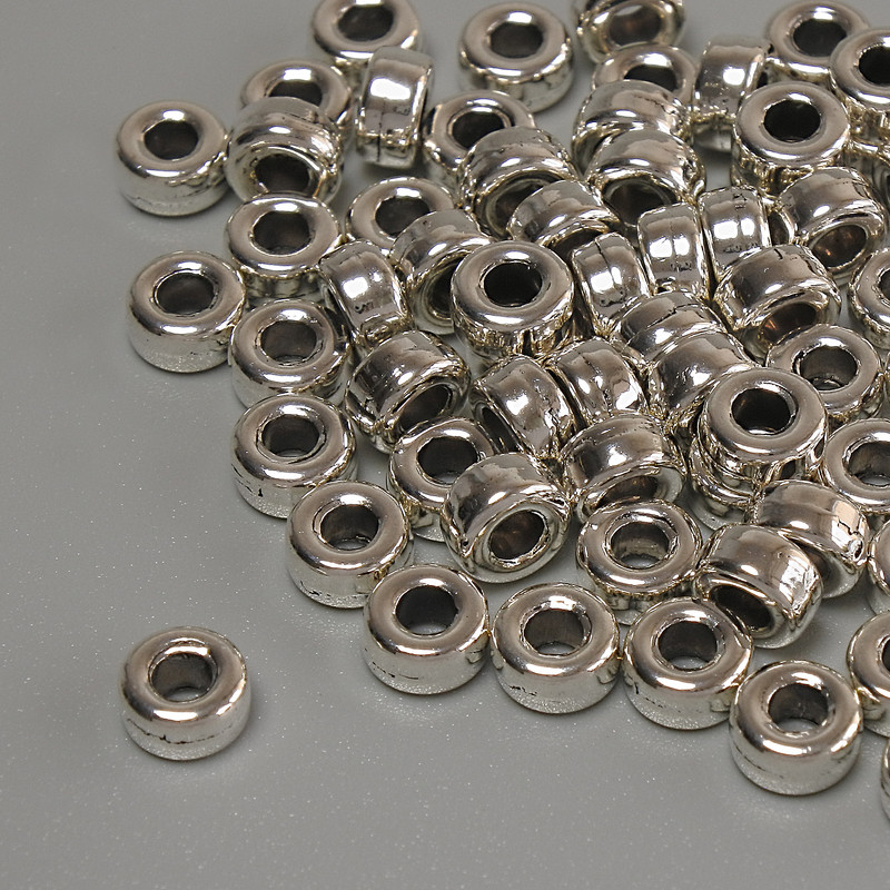 Bead finding bead inlay color of metal silver, diameter 5×3 mm± hole, diameter 2.5 mm± packaging 20 g (~74 pcs)