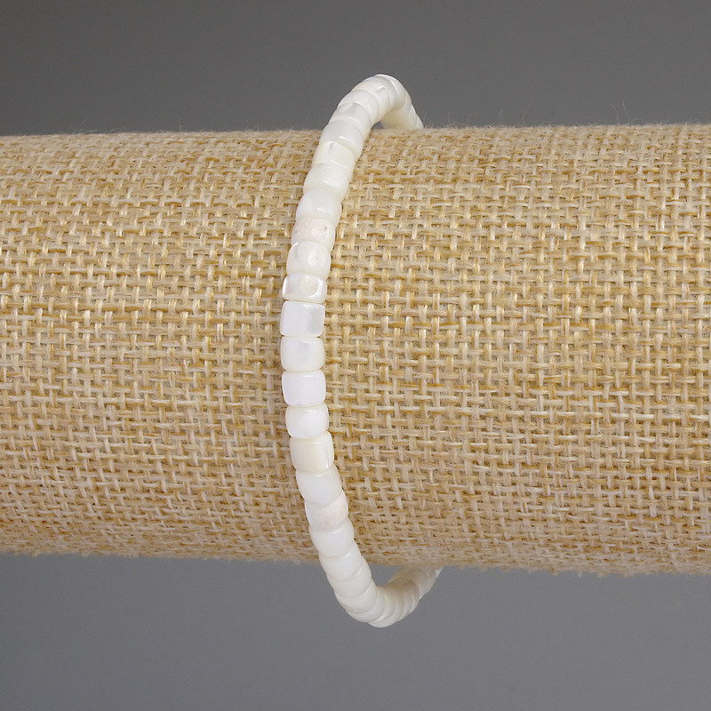Mother-of-P Pearl Rondelle Bracelet, diameter 5x4mm, stretch length 18 cm