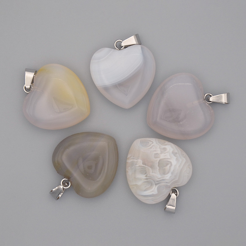 Heart Pendant Agate 20x20x25mm