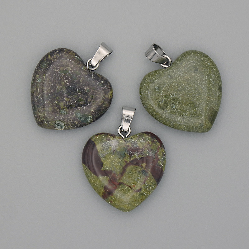 Heart Pendant Dragon Blood Jasper 20x20x25mm+