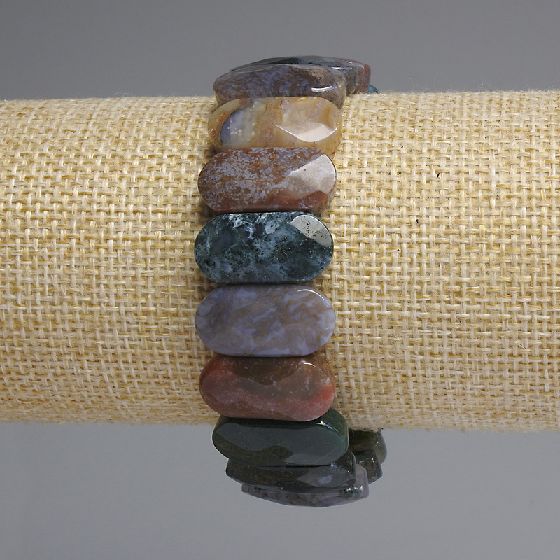 Bracelet Jasper Beaded Round-cut Jasper Links, diameter 20x10mm±, length 18cm±, stretch