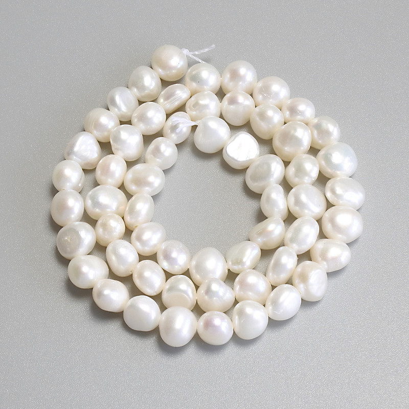 Freshwater Pearls on a String, diameter 7–7.5, 5×6–6.5 mm, on a thread, length 35 cm+