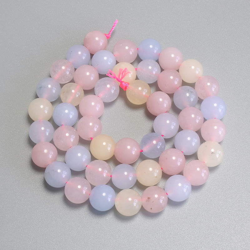 Morganite Beads Smooth Round Bead 8mm ± on Thread, 38cm+ Length