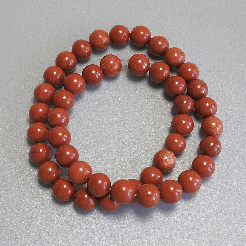 Red Jasper Beads, Smooth Round, 8.5mm ±, on thread, 38cm+ length
