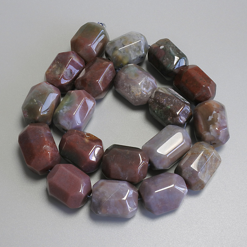 Jasper Beads, Faceted, 20x15mm approx. on a thread, 38cm+ length