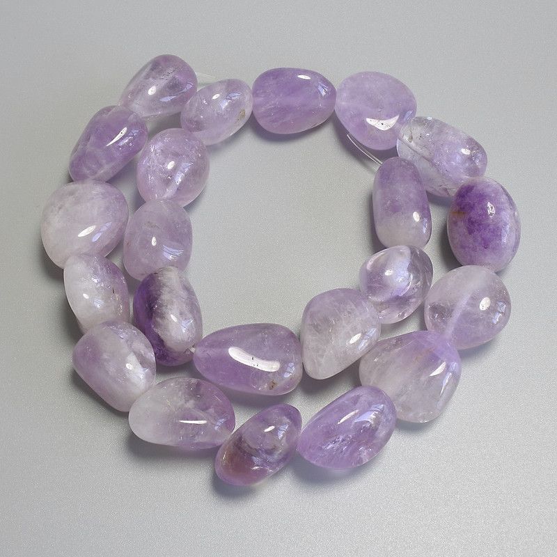 Amethyst Faceted Beads on Thread, 19-21×12-19 mm ± diameter, on a thread, 40 cm+ length