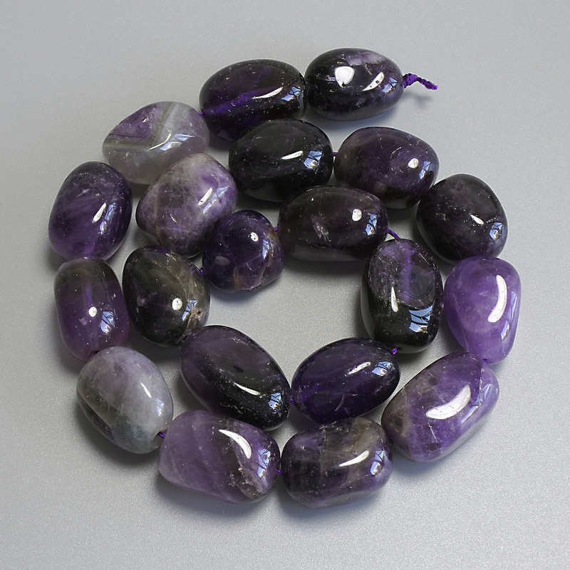 Amethyst Beads, faceted, diameter 18-20x14mm ± on cord, length 38cm+