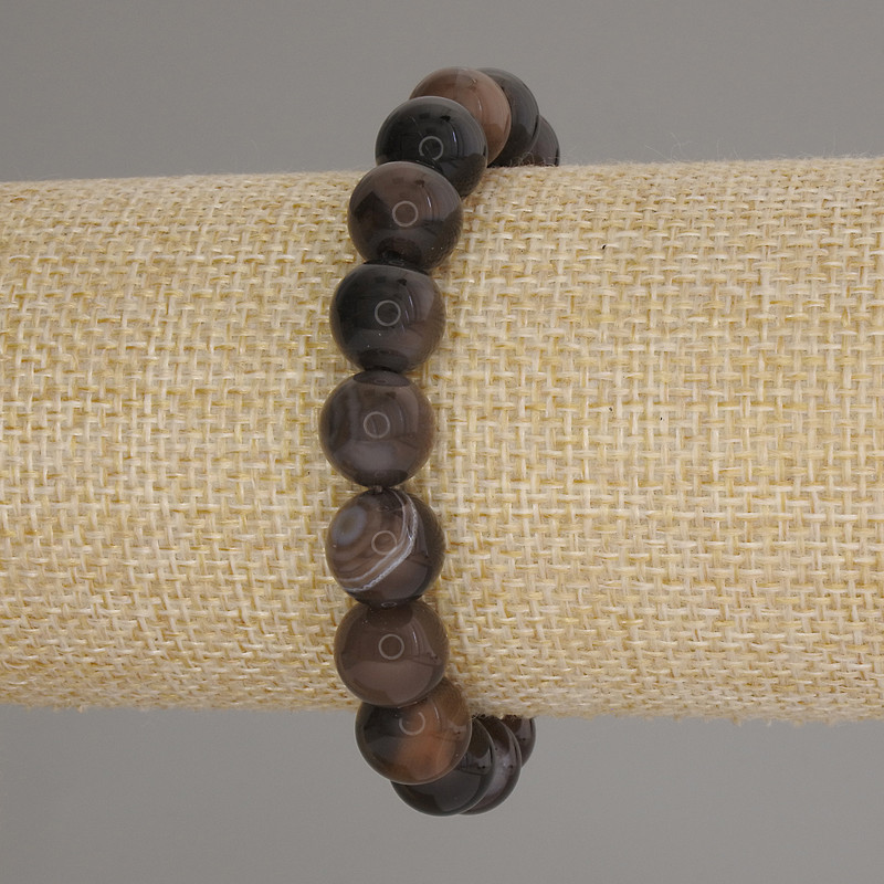 Agate Bead Bracelet Smooth Ball, 10mm diameter ±, 18cm length ±, stretch