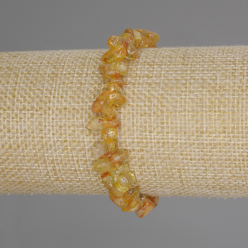 Citrine Chip Bracelet, 6-9×3-5 mm chips, 18 cm length, stretchy