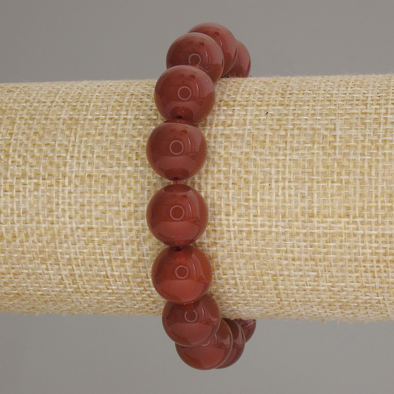 Carnelian Bead Bracelet, smooth round beads 12mm, length 18cm, stretch