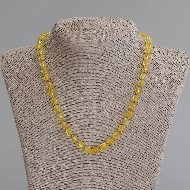 Necklace Citrine faceted shapes, diameter 7x6mm +/-, length 50cm +/- with clasp
