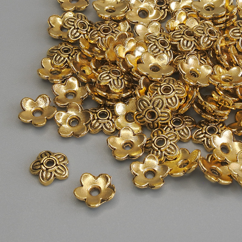 Cap for Bead End Cap in Gold Tone, 7.5×1 mm, hole 1.7 mm ±, packaged 20 g (~87 pcs)