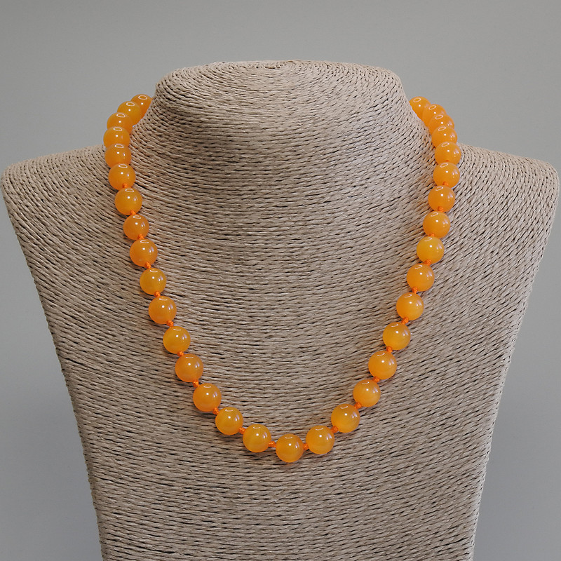 Cat’s Eye Necklace Orange Color Smooth Bead, diameter 9.5mm±, length 45cm + adjustable 5cm extender