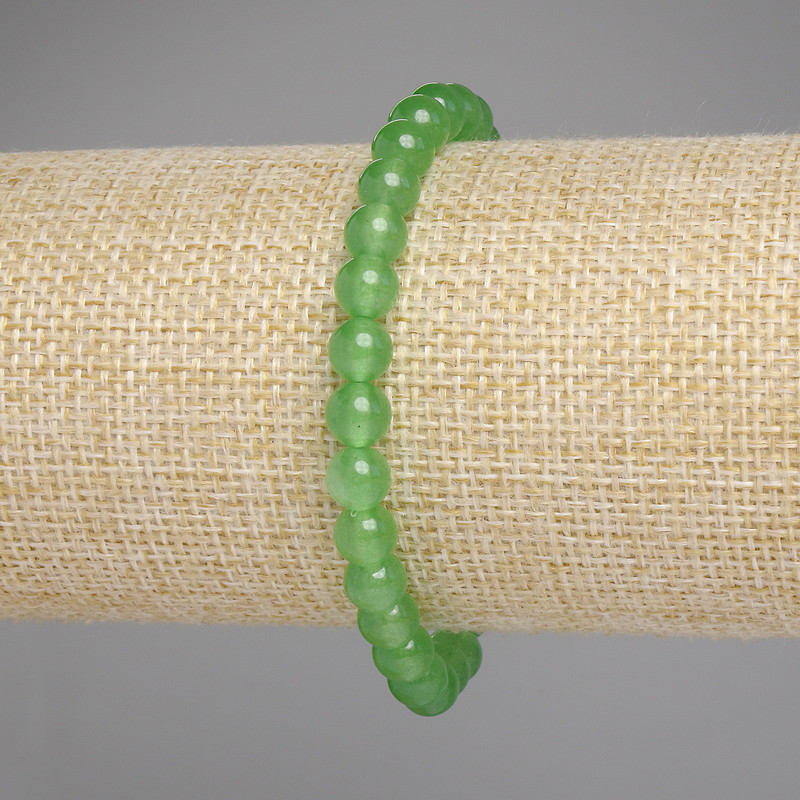 Chrysoprase Bead Bracelet Smooth Balls, 6mm diameter, 18cm length—stretch